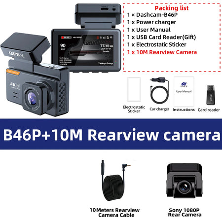 ACCEO 4K Mini Dash Cam &ndash; Dual Lens Night Vision GPS B46P-10M RCC / 256G