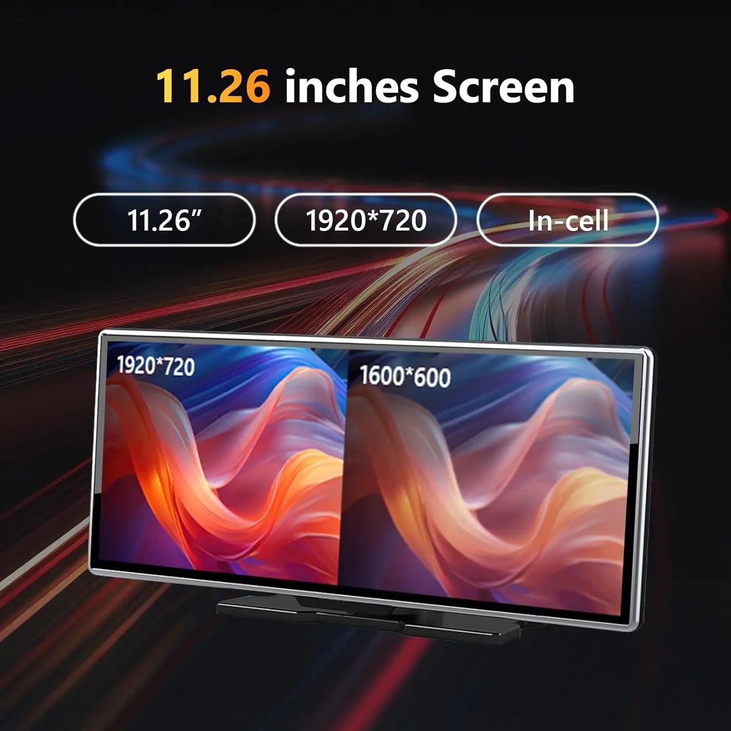 11.26 Inch Dash Cam 4K Car DVR &ndash; Wireless Carplay and Android Auto with Dual Lens and GPS Navigation