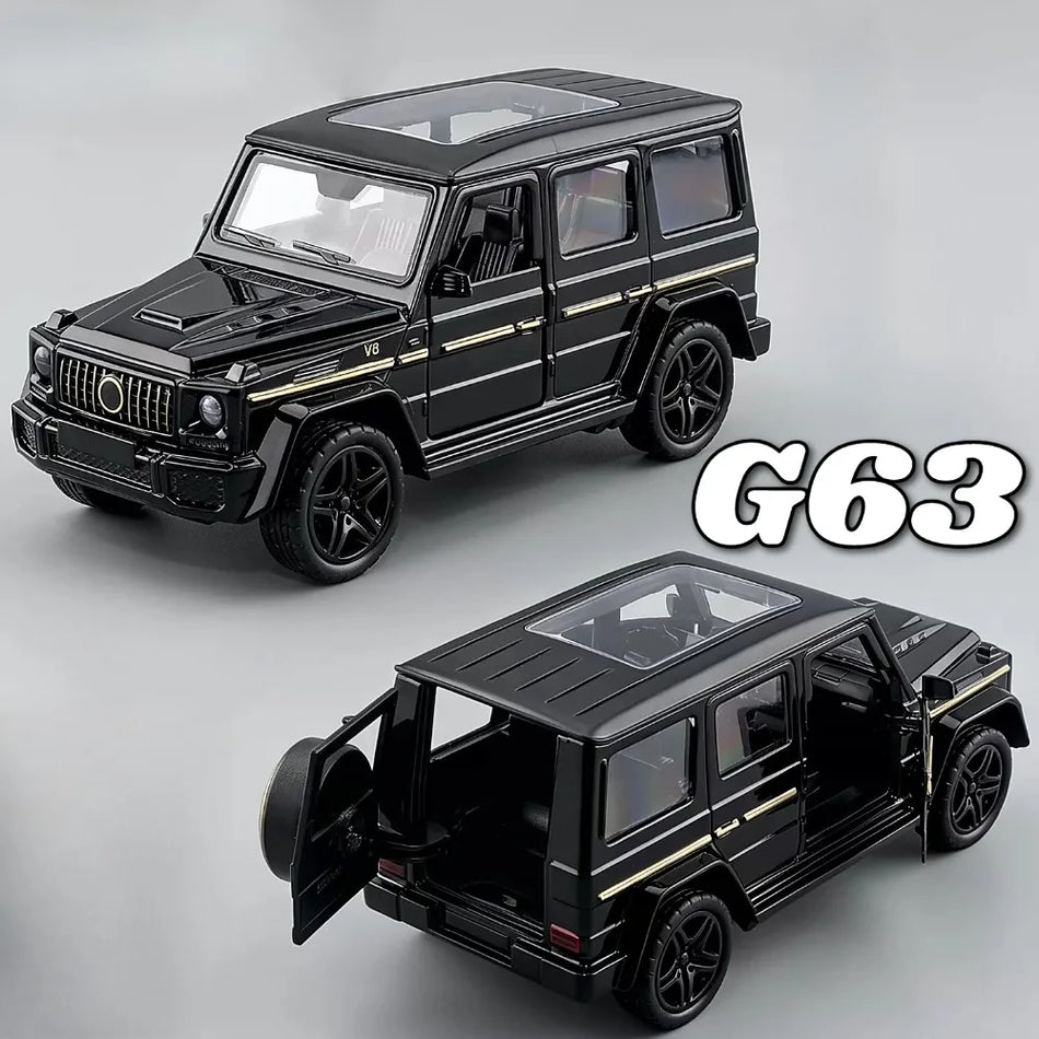 Mașină de jucărie Diecast G63 SUV la scară 1:36 cu caroserie din aliaj, cu retragere, uși deschise