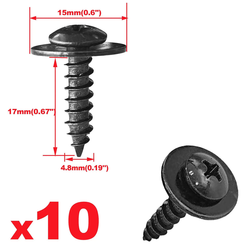 10Pcs Wheel Arch Lining Splash Guard Mudguard Fender Liner Self Tapping Screws For Honda 1999-2019 90114-SE0-000 by InterCyprus Trading Ltd
