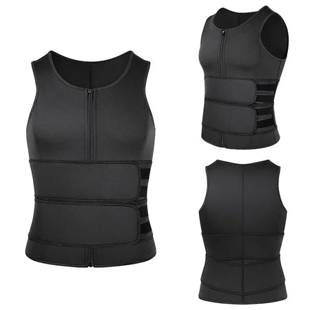 Vensslim Men Waist Trainer Vest &ndash; Sauna Sweat Compression black-two belt / M