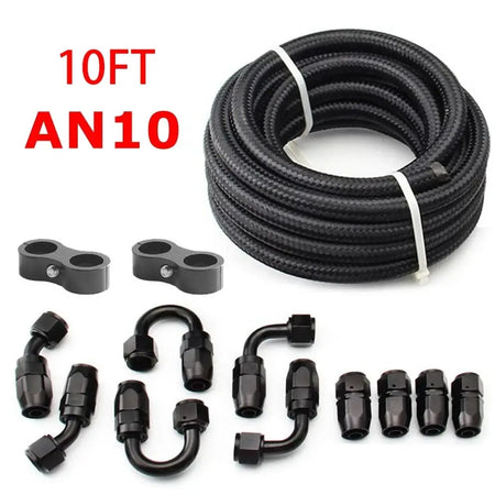 3M AN6/AN8/AN10 CPE Oil Fuel Fittings Hose End 0+45+90+180 Degree Oil Adaptor Kit AN6 Braided Oil Fuel Hose Line With Clamps by InterCyprus Trading Ltd
