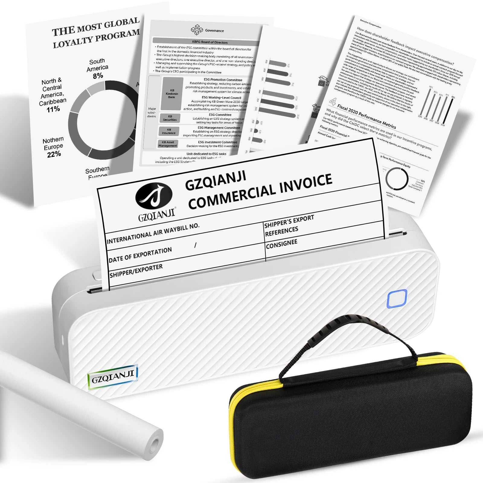 Inkless Portable A4 Thermal Printer &ndash; Bluetooth Printing