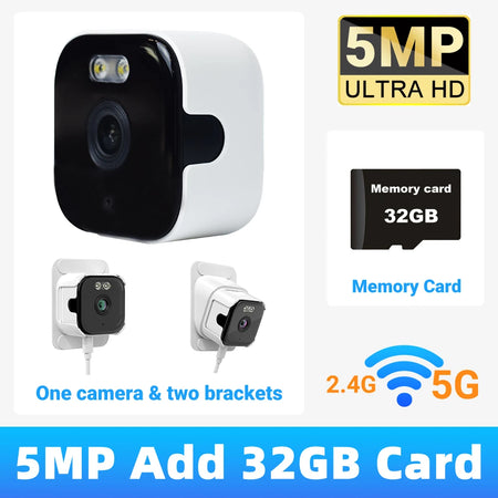 5MP 2K Window Camera with WiFi 5MP Camera Add 32G / US Plug