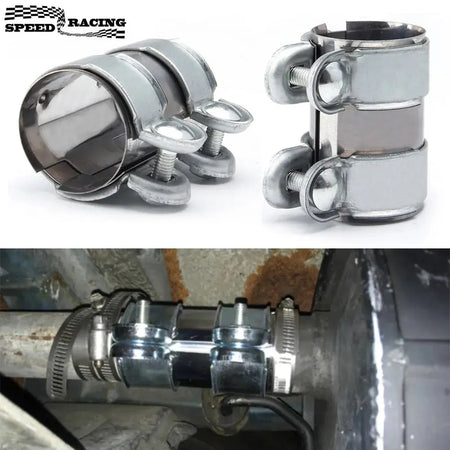 2inch/2.5inch Exhaust Clamp, Lap Joint+Bolts Band Flanges Clamp for Secure Sealing, for Mufflers Downpipes Catback Systems by InterCyprus Trading Ltd