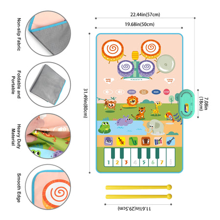 80x50cm Music Play Mat &ndash; Interactive Learning with 6 Instrument Sounds