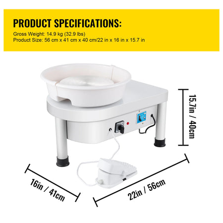 SucceBuy Pottery Wheel 25CM 280W - Removable Basin Included 25CM 280W / CZECH REPUBLIC