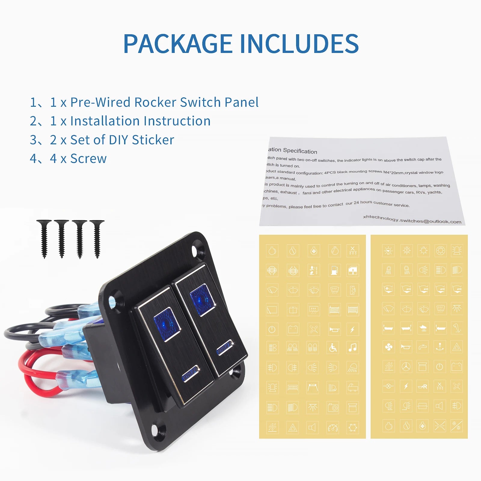 Premium 4/6 Gang Waterproof Switch Panel with Digital Voltmeter and Dual USB Ports