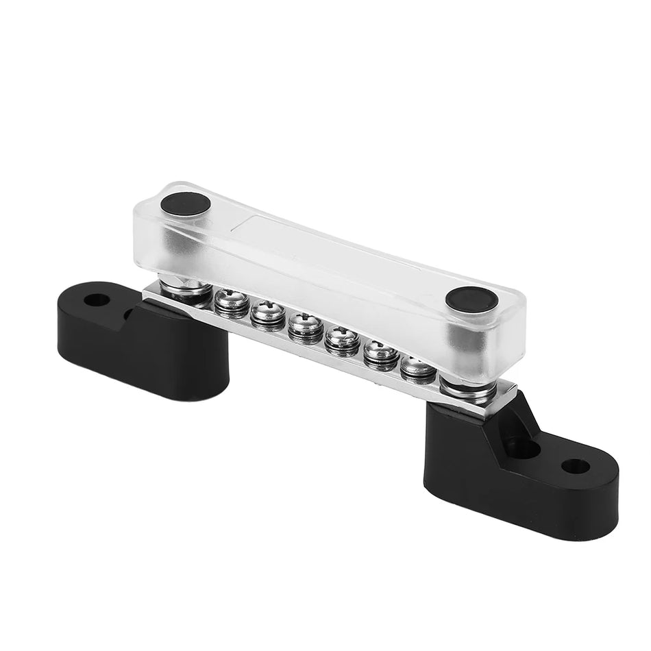 6-Position Terminal Block 100A 12-48V, Glass-Fiber Nylon Base, Brass Strip