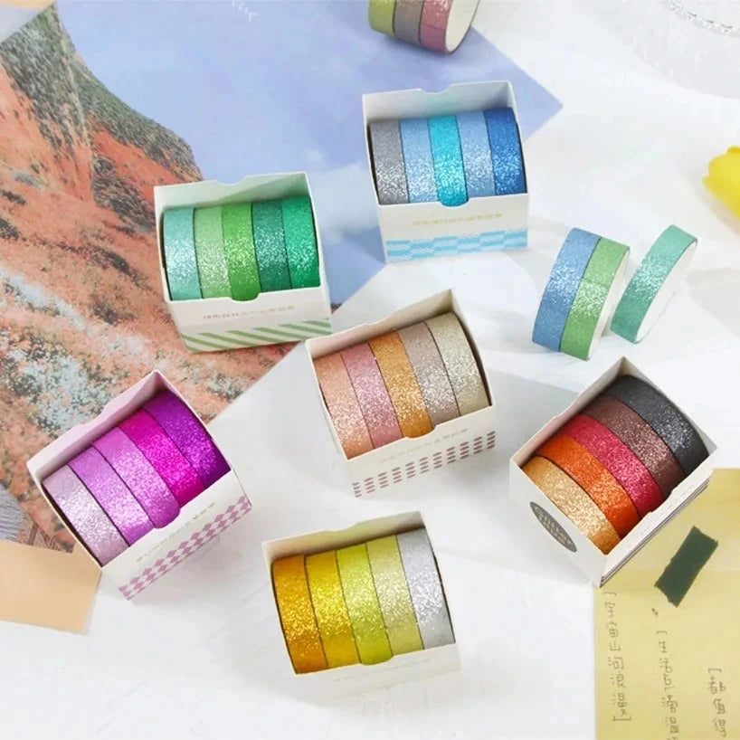 5Rolls Glitter Washi Tape Set &ndash; Great for Scrapbooking