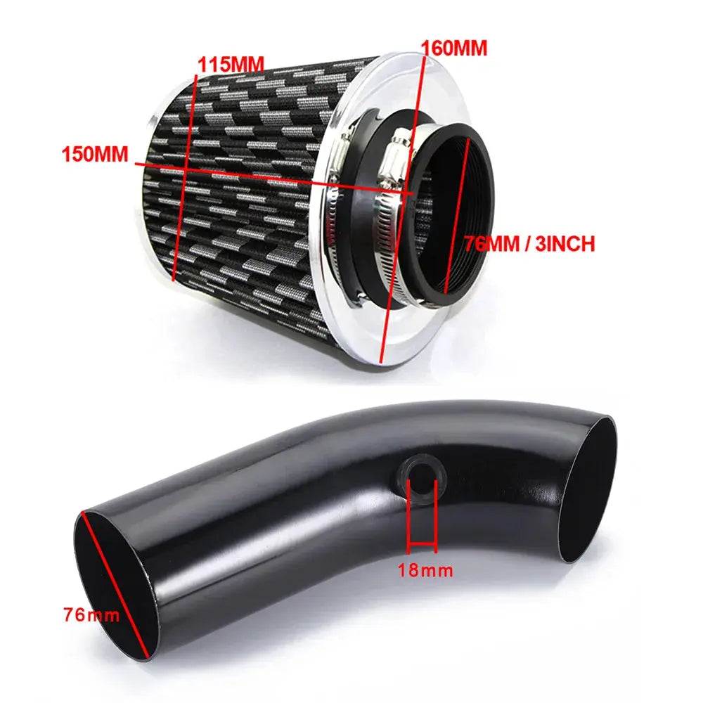 76mm Car Refitted Winter Mushroom Head Air Filter Intake Pipe Filter High Flow High Cold Air Filter Aluminum Pipe Kit by InterCyprus Trading Ltd