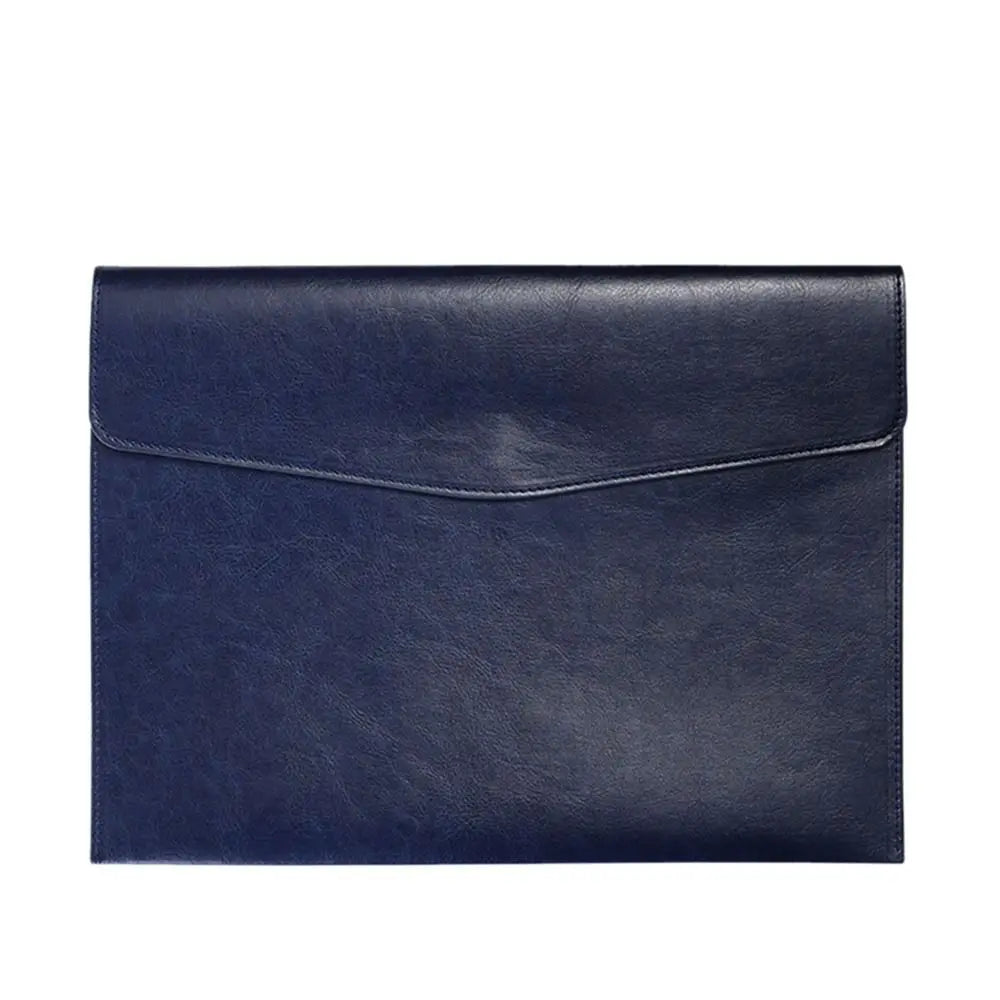 A4 A6 Leather Document Bag - Stylish &amp; Durable Office Briefcase dark blue-A4