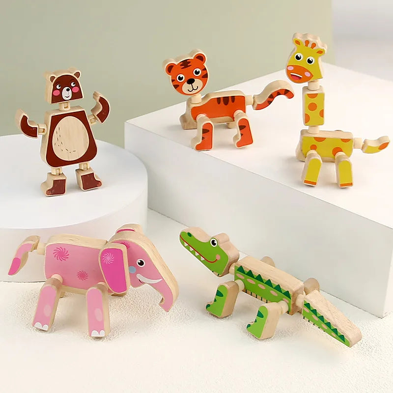 Wooden Animal Dinosaur Robot Building Blocks &ndash; Educational