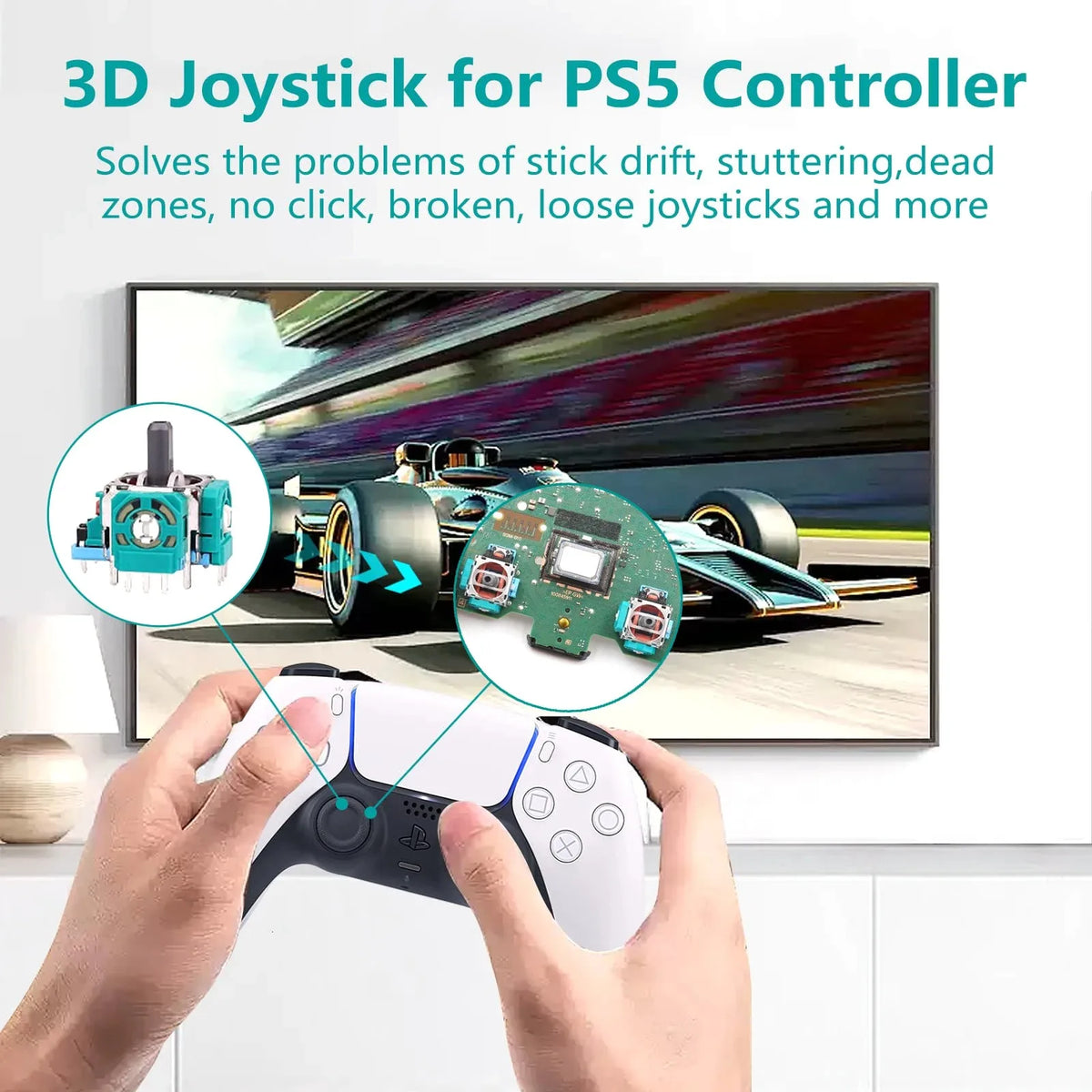 Replacement 3D Analog Joysticks for PS5 DualSense Controller with Repair Kit