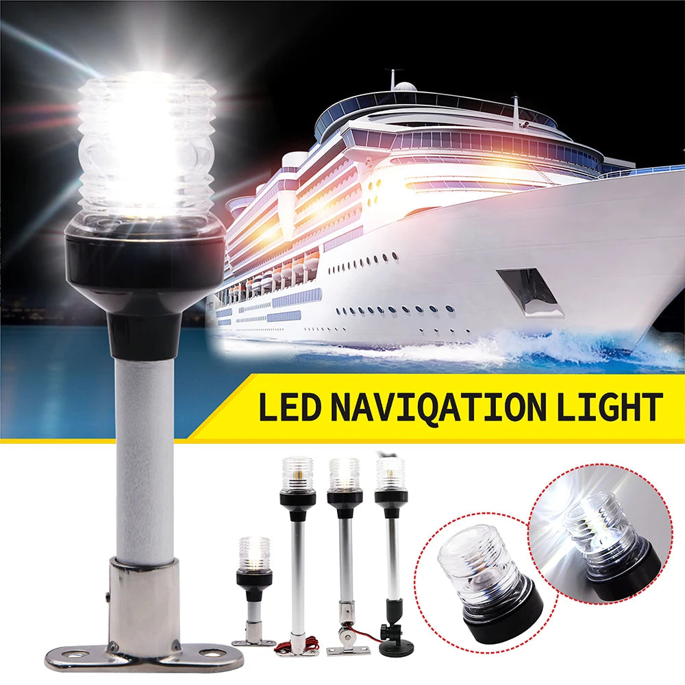 Fold Down Anchor Light for Yachts - Stainless Steel LED Navigation Lamp