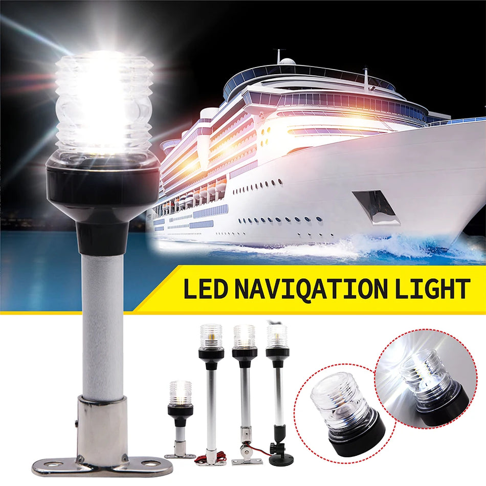 Fold Down Anchor Light for Yachts - Stainless Steel LED Navigation Lamp