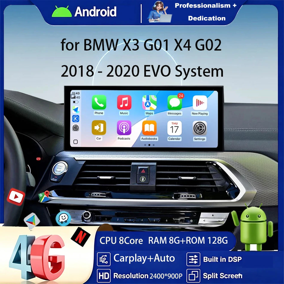 Navigație Android de 12 inch 16 pentru BMW X3 G01 X4 G02 2018-2020 Carplay wireless