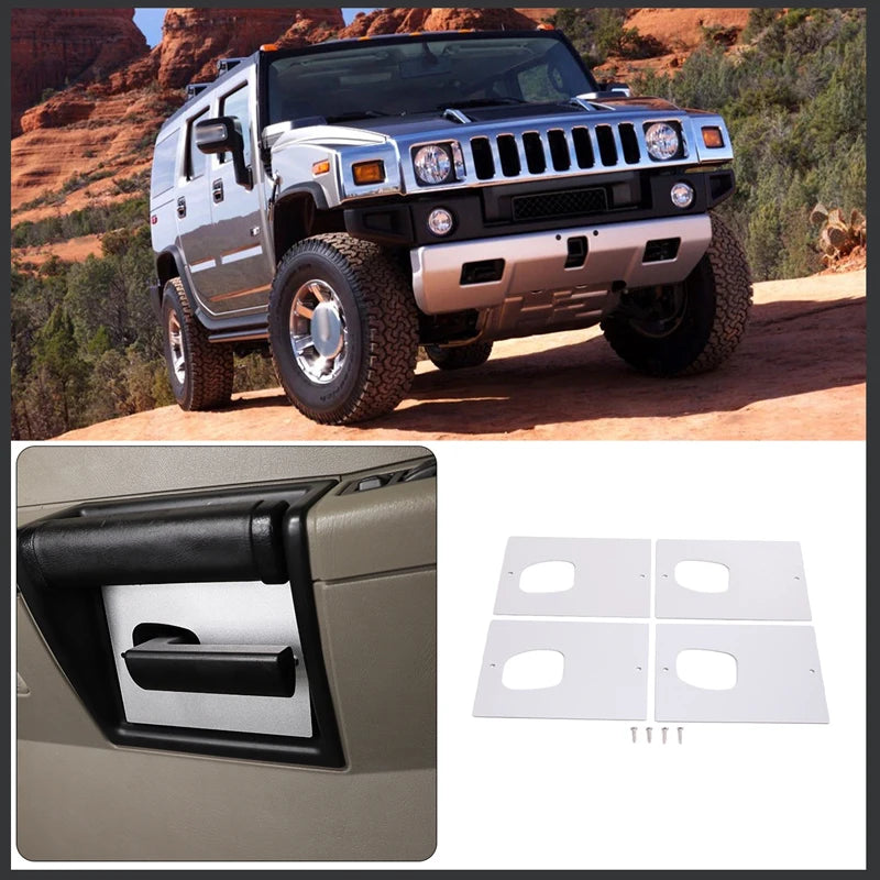 Hummer H2 Alüminyum Kapı İç Kolu Kase Gümüş 4'lü Set