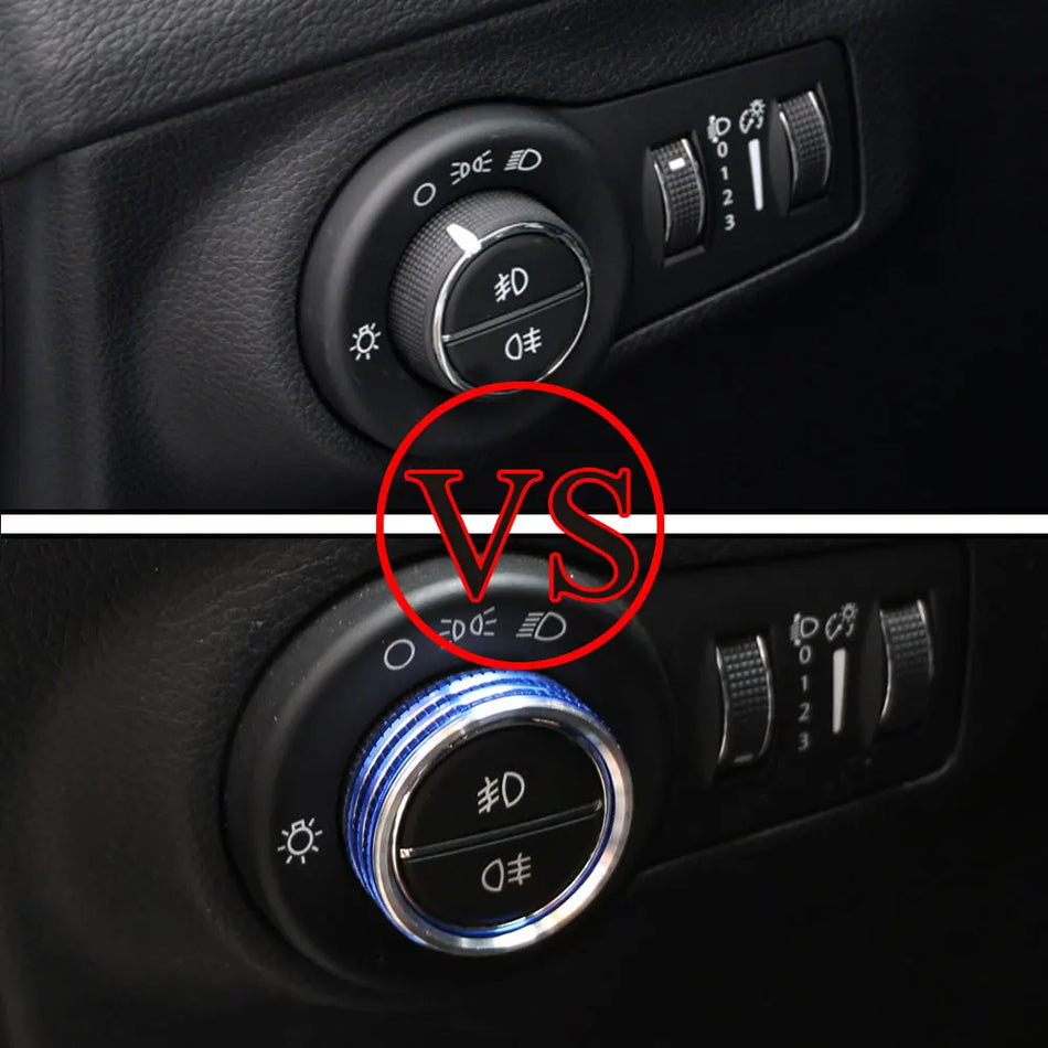 Head Light Switch Button Cover Ring for Jeep Compass Premium Aluminum Alloy Blue Finish