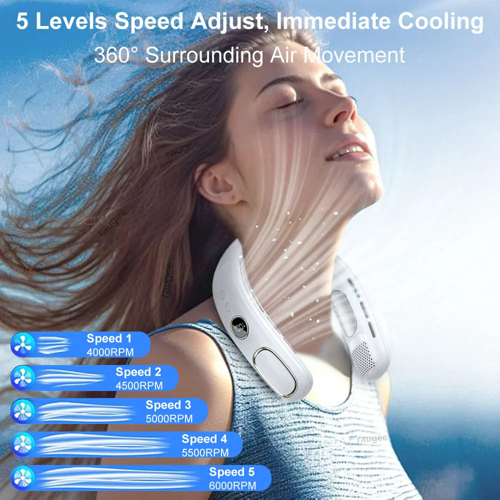 Raugee Neck Fan 4000mAh Bladeless &ndash; With LED Display