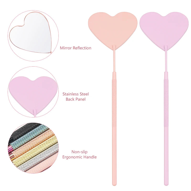 Stainless Steel Long Handle Eyelash Extension Checking Mirror