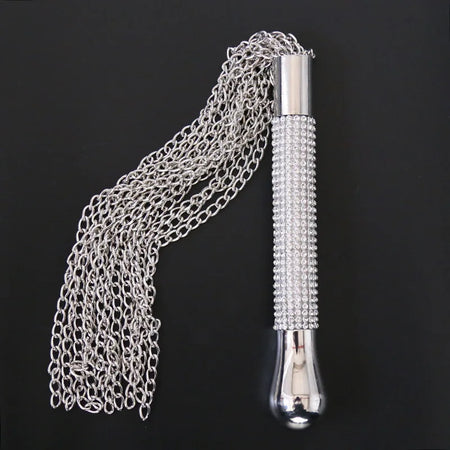 Metal Alloy Chain Tassel Short Horse Whip &ndash; Crystal Handle