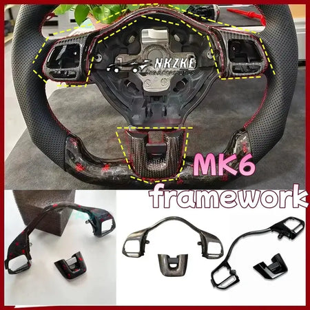 Carbon Fiber Steering Wheel Switch Button Frame for Volkswagen Golf MK6 GTI MF R2 Automobile Decoration Accessory by InterCyprus Trading Ltd