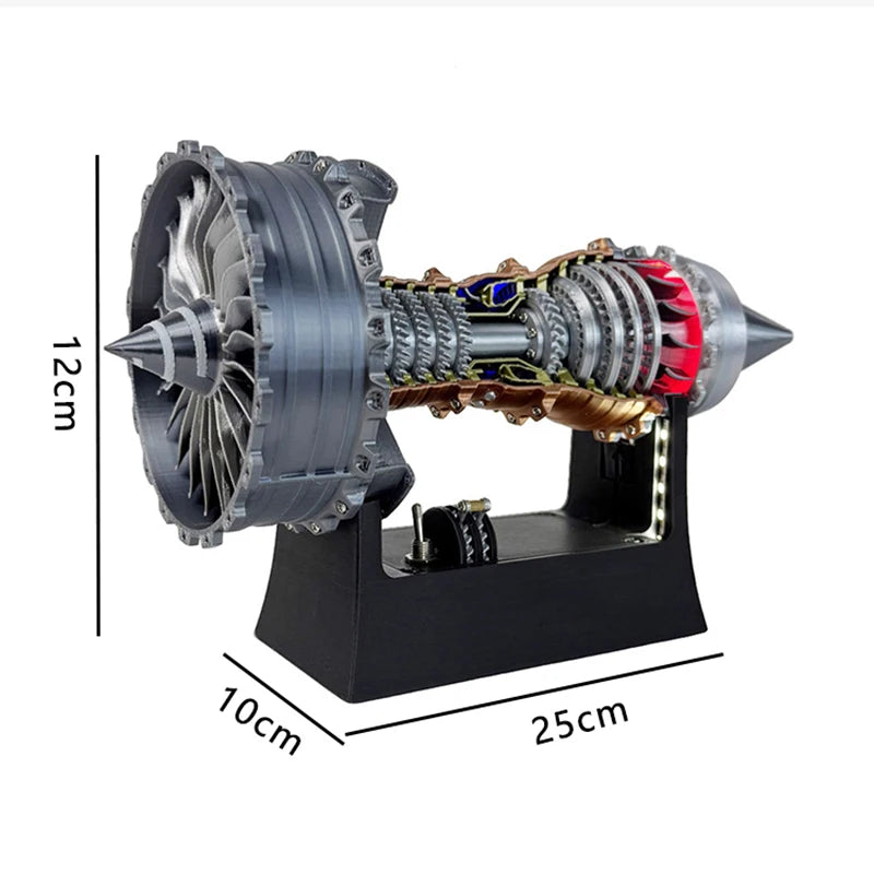 Högprecisions 25cm turbofläktmotor modell leksak, metall för flygvisning