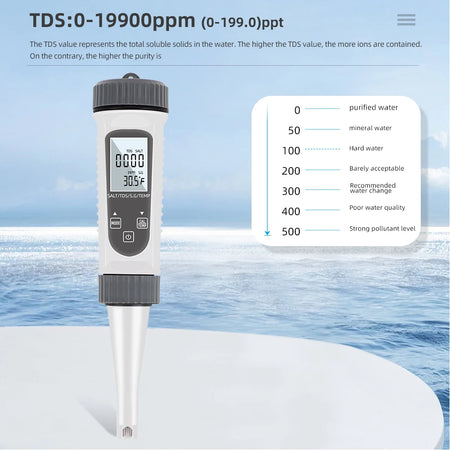 SALT-785 4 In 1 TDS Meter &ndash; Water Quality Tester For Pools