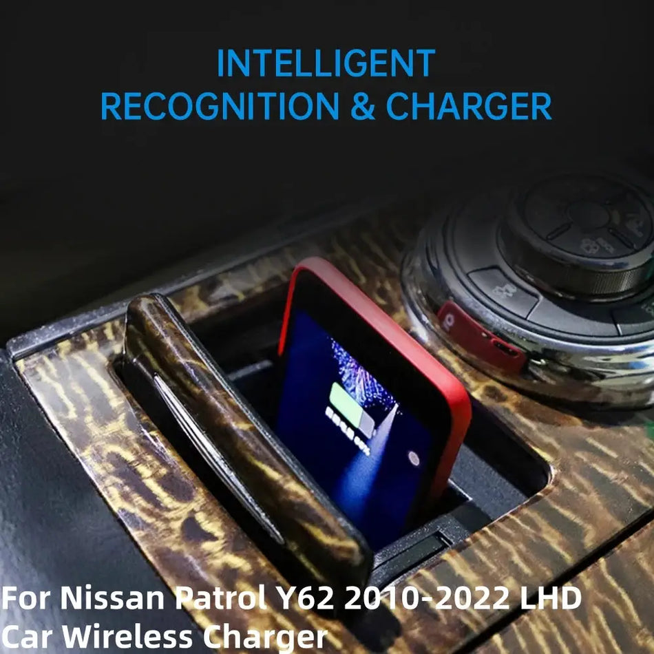 15W Wireless Charging Pad Phone Fast Charger for Nissan Patrol Y62 2010-2022 by InterCyprus Trading Ltd