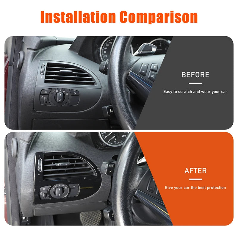 Moldura de Saída de Ar Brilhante em ABS Preto para BMW Série 6 E63 E64