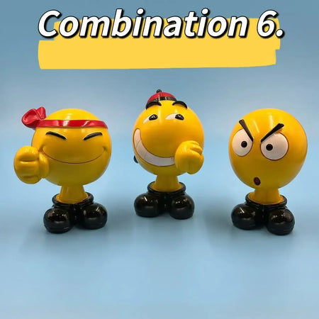 Funny Cartoon Car Bobblehead Pendants - 3PCS Resin Shaking Head Accessories for Interior D&eacute;cor Combination 6