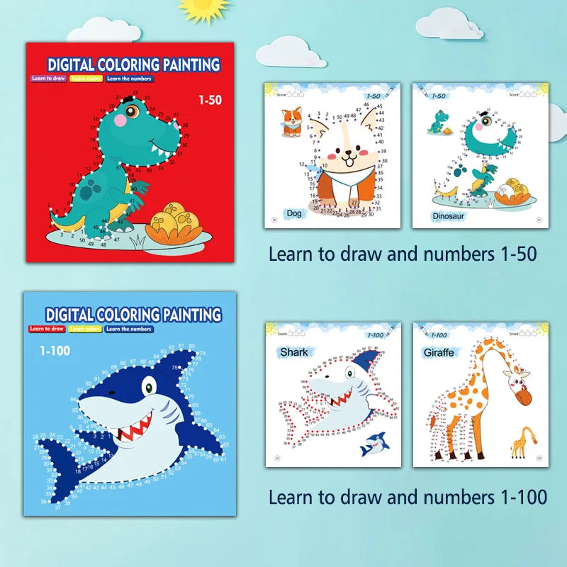 Line Drawing Doodle Books for Kids Num1-50 Num1-100