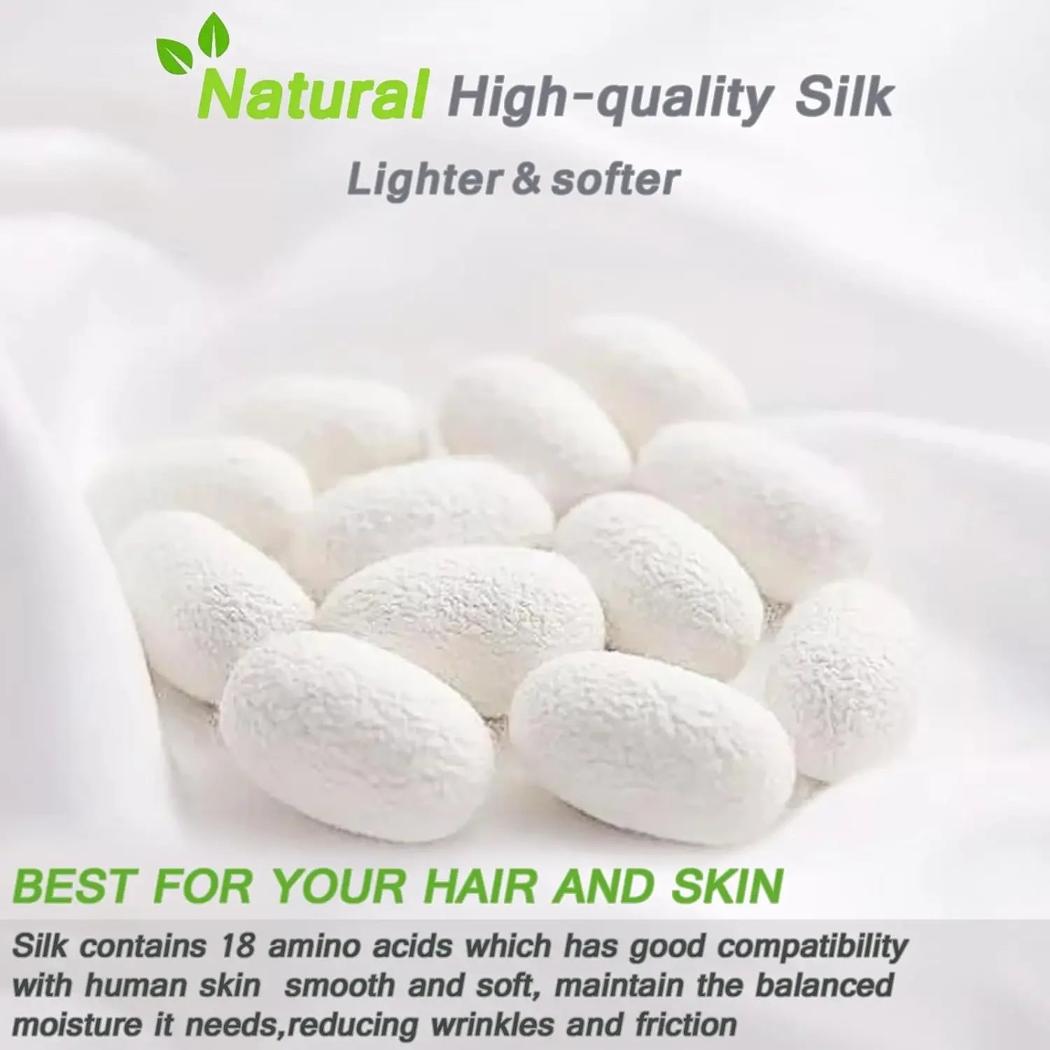 NoEnName_Null 100% Pure Real Silk Pillowcase &ndash; Soft Breathable Comfort for Hair and Skin