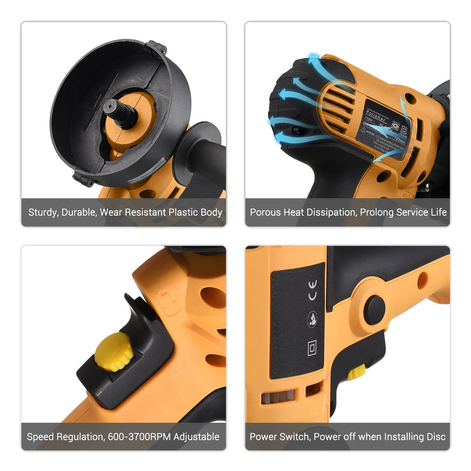 700W Car Polisher Kit With 125mm Disc And Pads And Bonnets