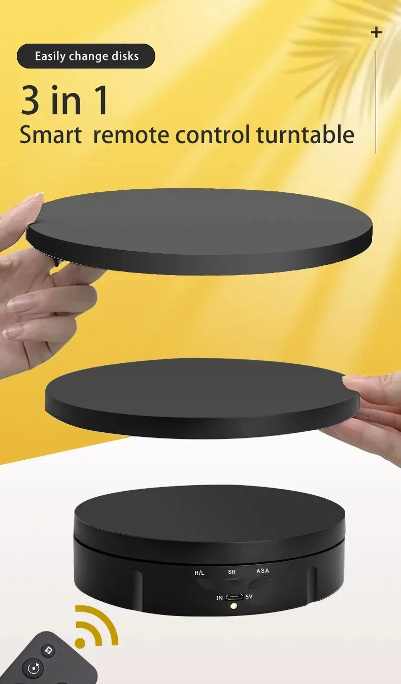Revolving Turntable Electric Rotating Turntable with 3 Speed Modes & USB Charging ...