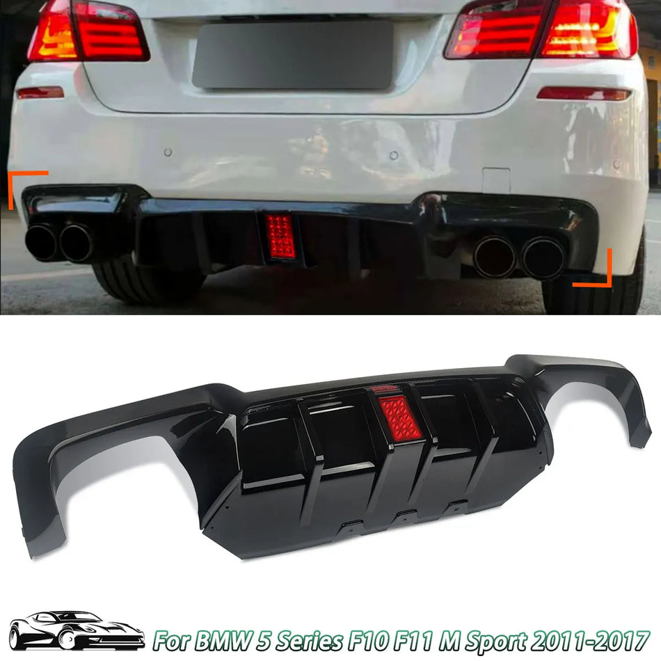 BMW F10/F11 5 Serisi Tampon Lipi ve Difüzör LED Işık ile, Karbon Fiber Görünümü