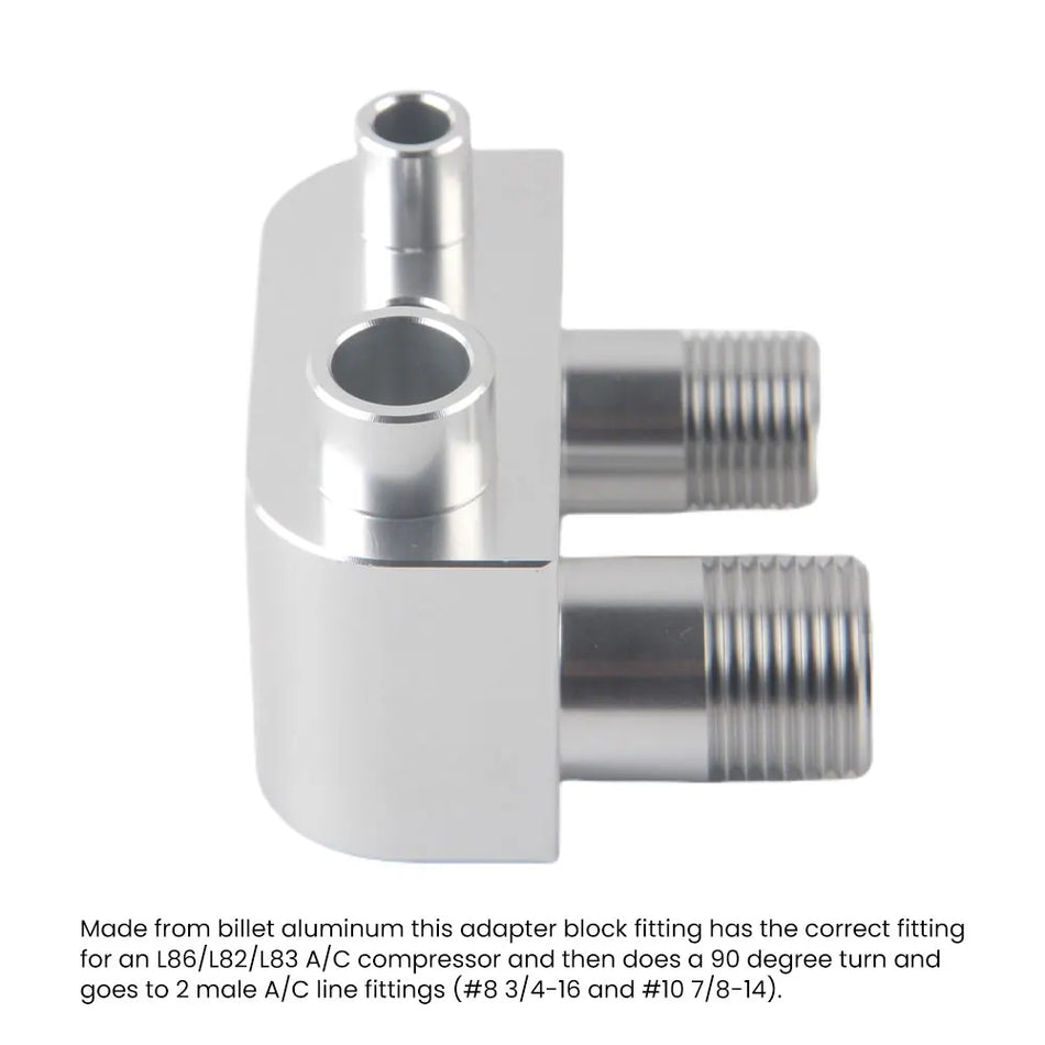 Adaptateur de ligne de compresseur de climatisation pour échange de moteur GM Gen V L86 L83 en aluminium