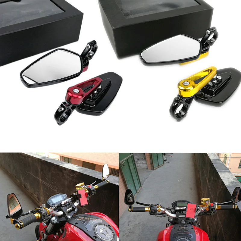 Καθρέφτες Αλουμινίου για Άκρα Μπάρας Μοτοσυκλέτας, 7/8 Ίντσες, 22mm, Καθολικό Ζευγάρι