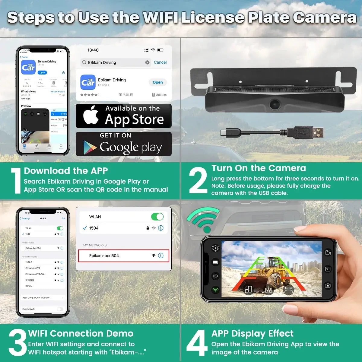 Wireless Solar Dash Cam With 1080p Hd Front Rear License Camera by InterCyprus Trading Ltd