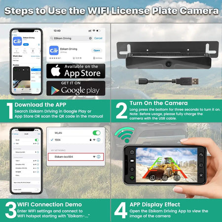 Wireless Solar Dash Cam With 1080p Hd Front Rear License Camera by InterCyprus Trading Ltd