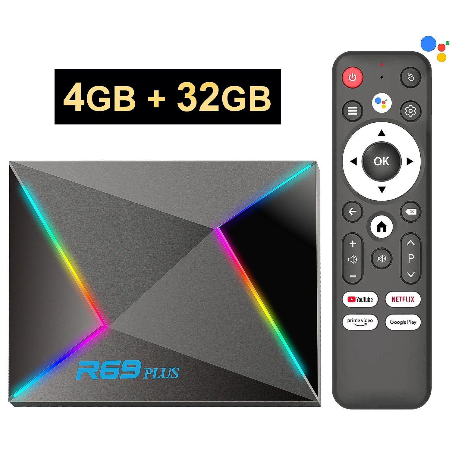 R69 Plus Voice Control TV Box &ndash; Ultra HD 8K Netflix Ready 4GB 32GB 1 / US Plug