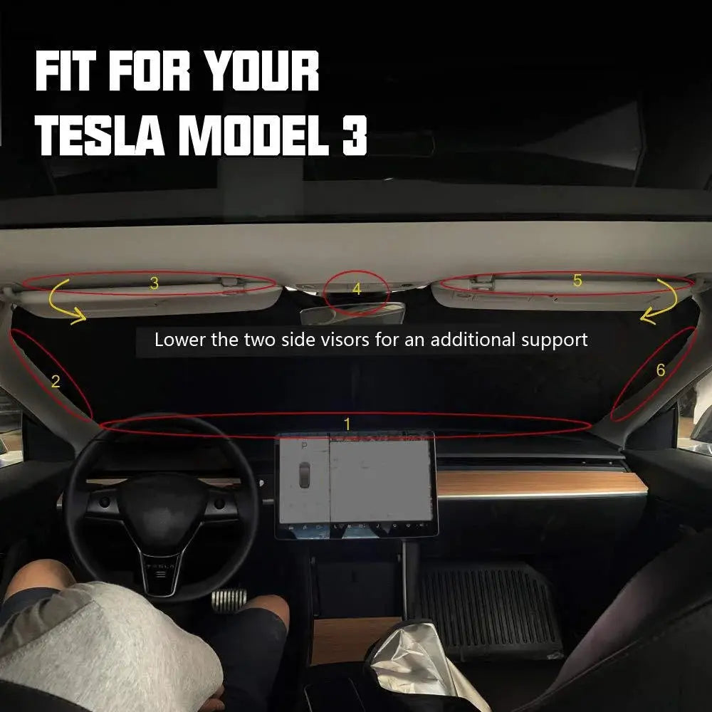 Car Sun Shade Protector Parasol Auto Front Window Sunshade Covers Car Sun Umbrella Cloth for Tesla Model 3/Y 2018-2022 by InterCyprus Trading Ltd