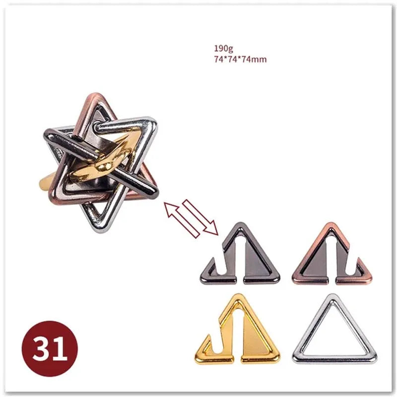 Classic IQ Metal Brain Magic Baffling Puzzles &ndash; Mind Teaser Mind Triangle