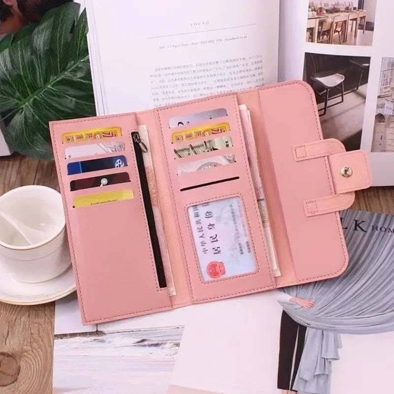 MOONBIFFY Anti-theft PU Leather Women's Long Zipper Wallet