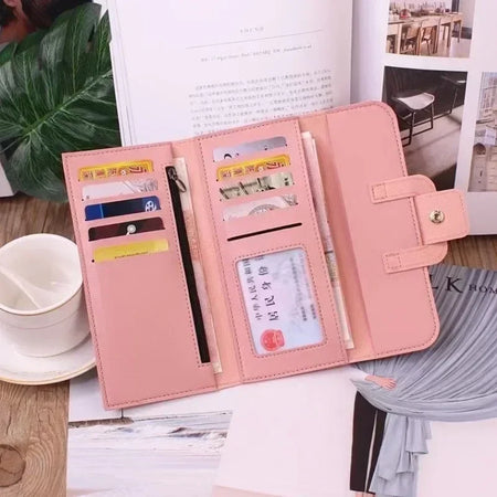 MOONBIFFY Anti-theft PU Leather Women's Long Zipper Wallet