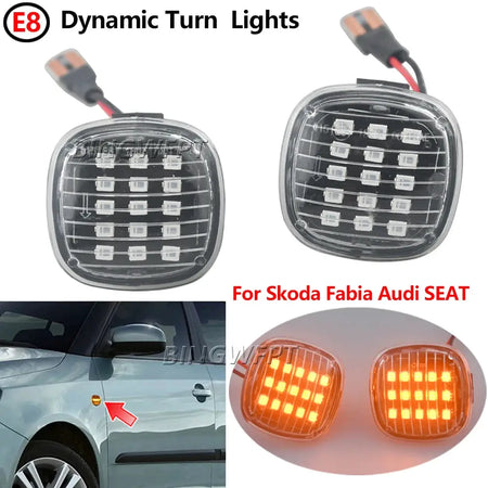 2X Dynamic Led Turn Signals Side Marker Light Lamp For Skoda Fabia Octavia Mk1 Mk2 Roomster Rapid NH3 For Audi A3 8L A4 8D A8 by InterCyprus Trading Ltd