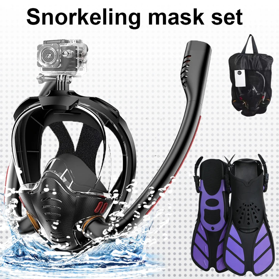 Underwater Snorkeling Full Face Mask Set &ndash; Safe Breathing