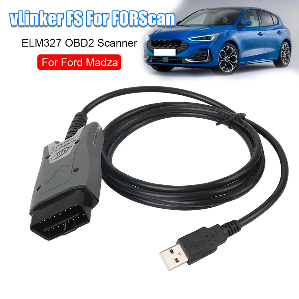 OBDII kodo skaitytuvas Ford ir Mazda FORScan ELM327 HS/MS-CAN ABS diagnostikos įrankis