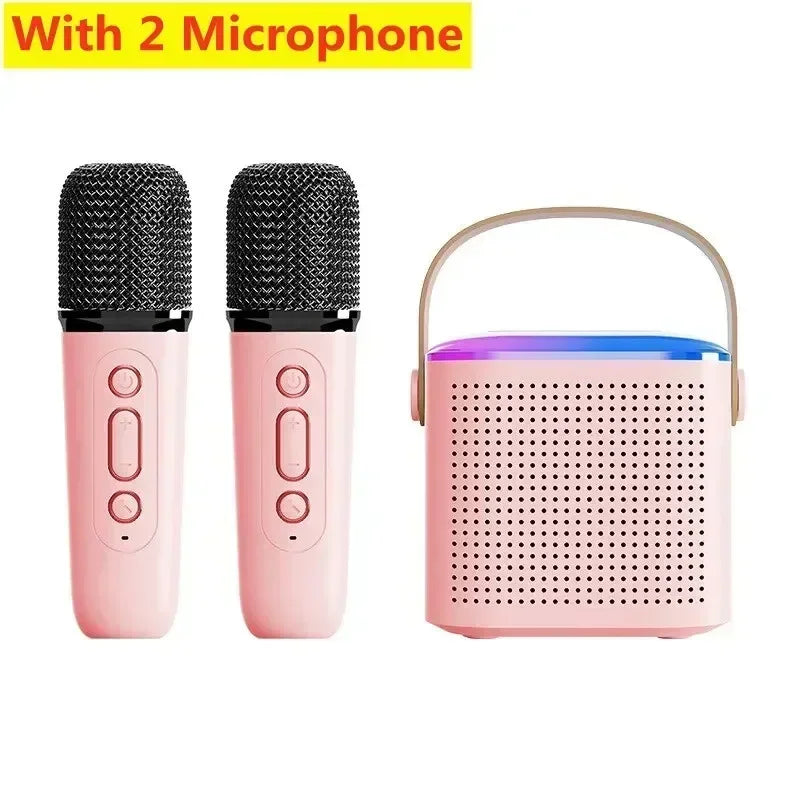 Y1 Bluetooth 5.3 Karaoke Machine &ndash; Dual Microphones Pink with 2 Mic